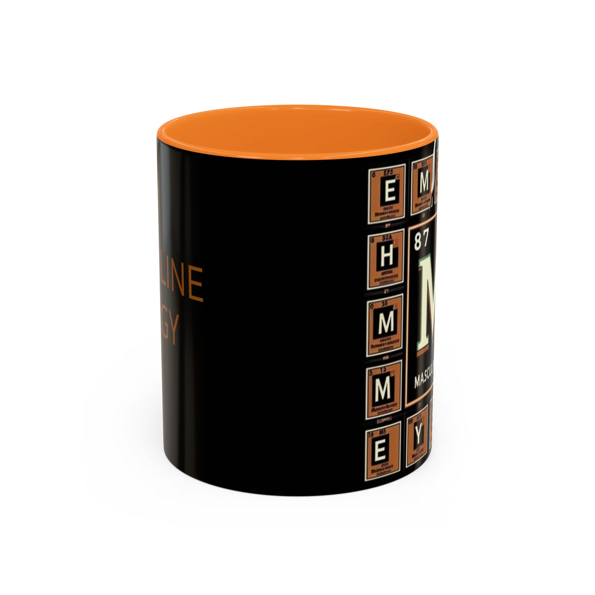 "Masculine Energy" Black ceramic mug,C-shaped easy-grip handle, lead-free, microwave and dishwasher-safe (11-ounce,15-ounce)