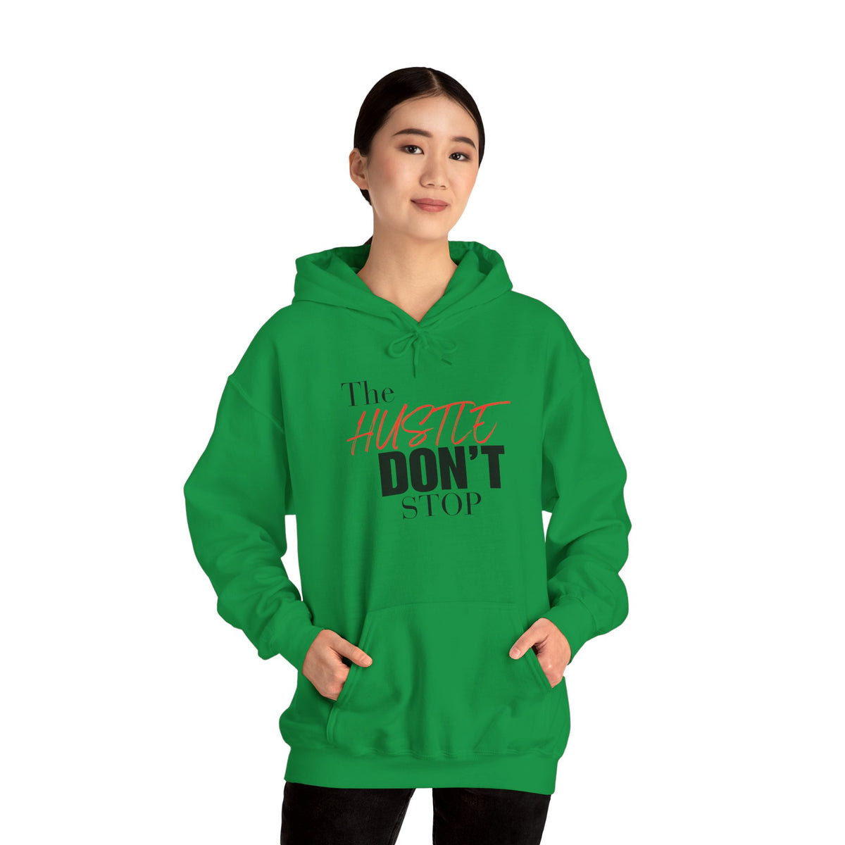 "The Hustle Don't Stop" Heavy Blend  Hooded Sweatshirt, 50/50 cotton and polyester warm and plush