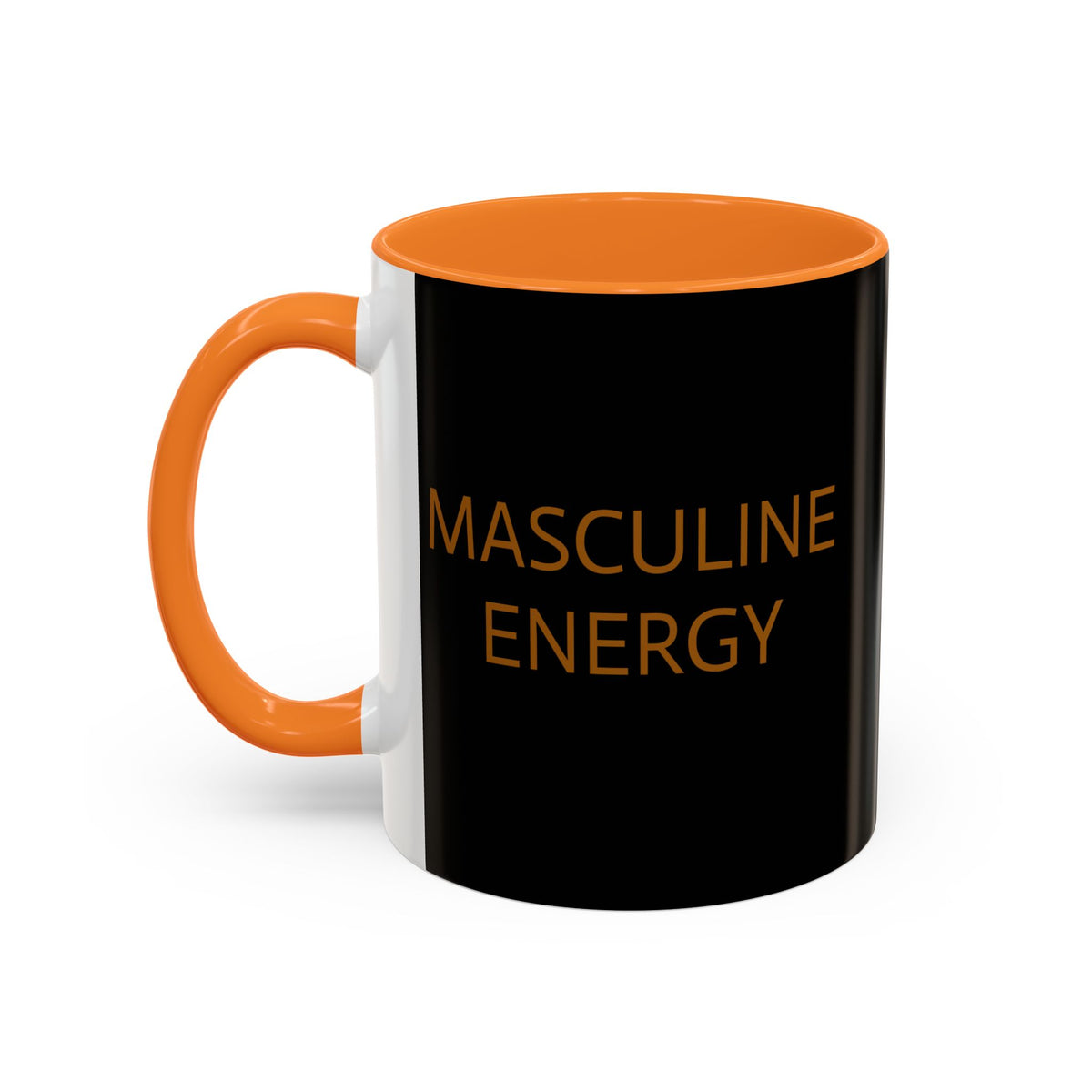 "Masculine Energy" Black ceramic mug,C-shaped easy-grip handle, lead-free, microwave and dishwasher-safe (11-ounce,15-ounce)