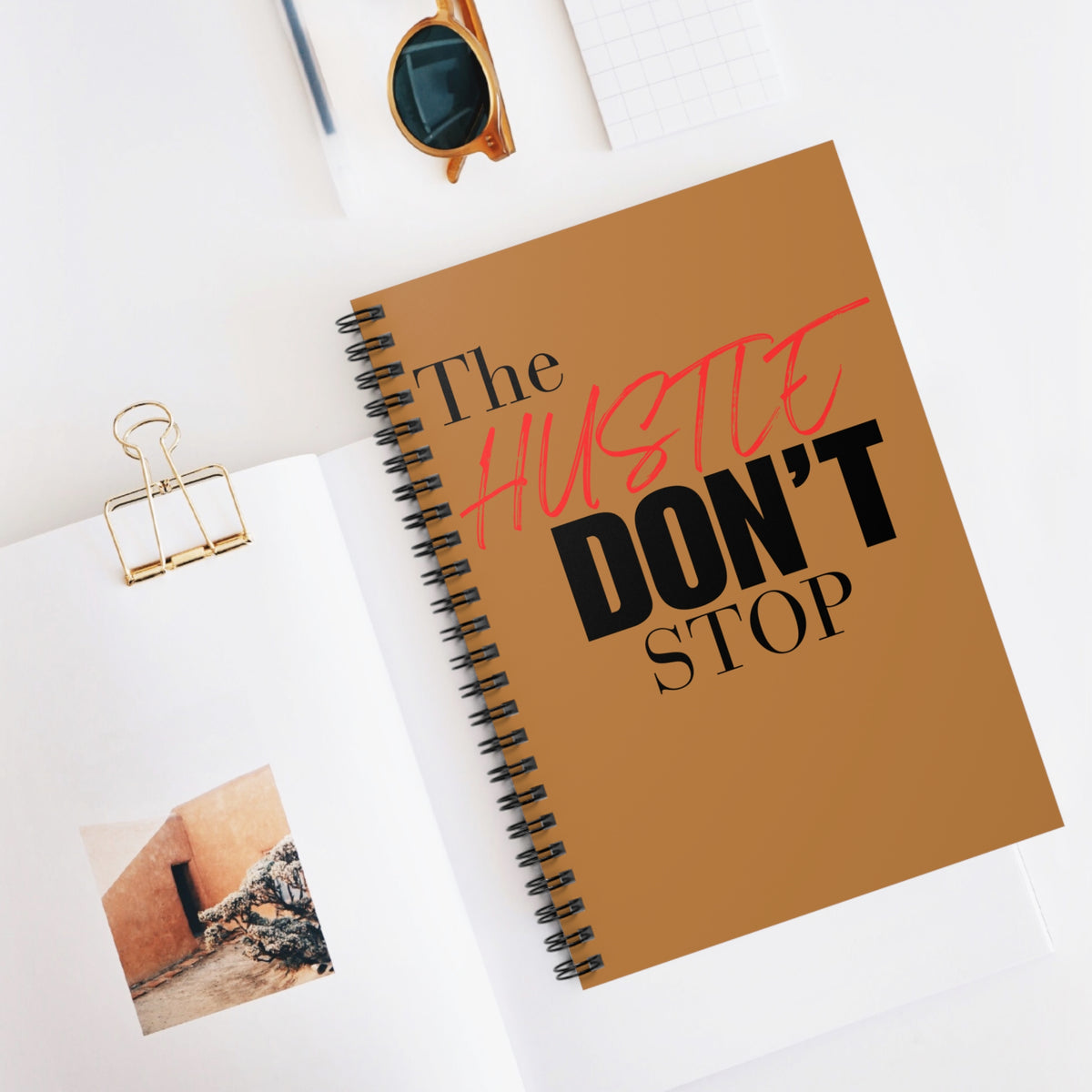 The Hustle Don't Stop ( T.H.D.S)  Spiral Bound - Ruled Line Notebook. 6" x 8", 118 ruled line pages (59 sheets)