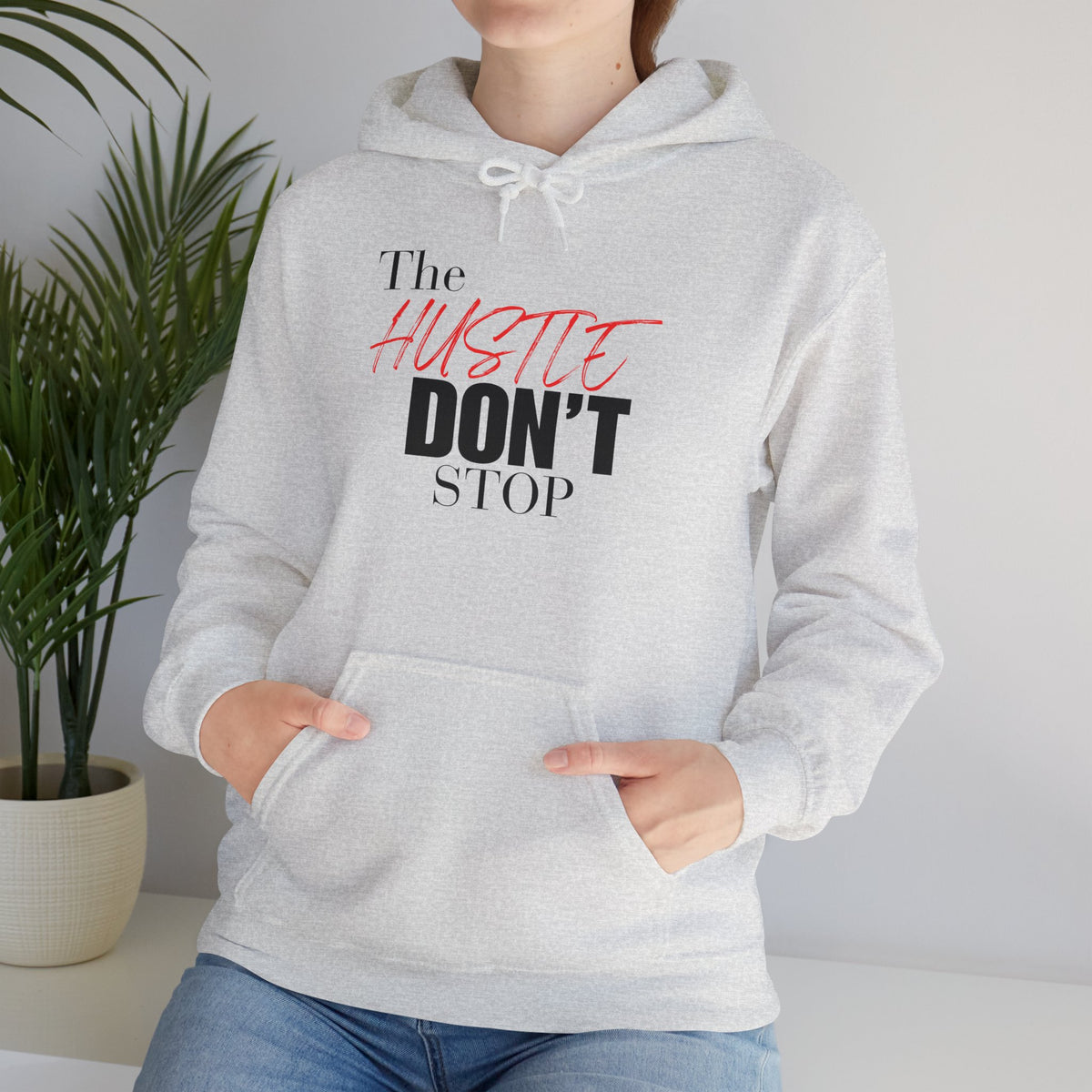 "The Hustle Don't Stop" Heavy Blend  Hooded Sweatshirt, 50/50 cotton and polyester warm and plush