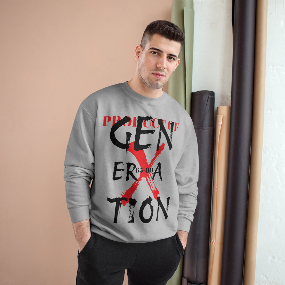 "Property of Generation X" Champion Sweatshirt, Double Dry® technology, cotton/polyester blend with "C" logo on the left sleeve