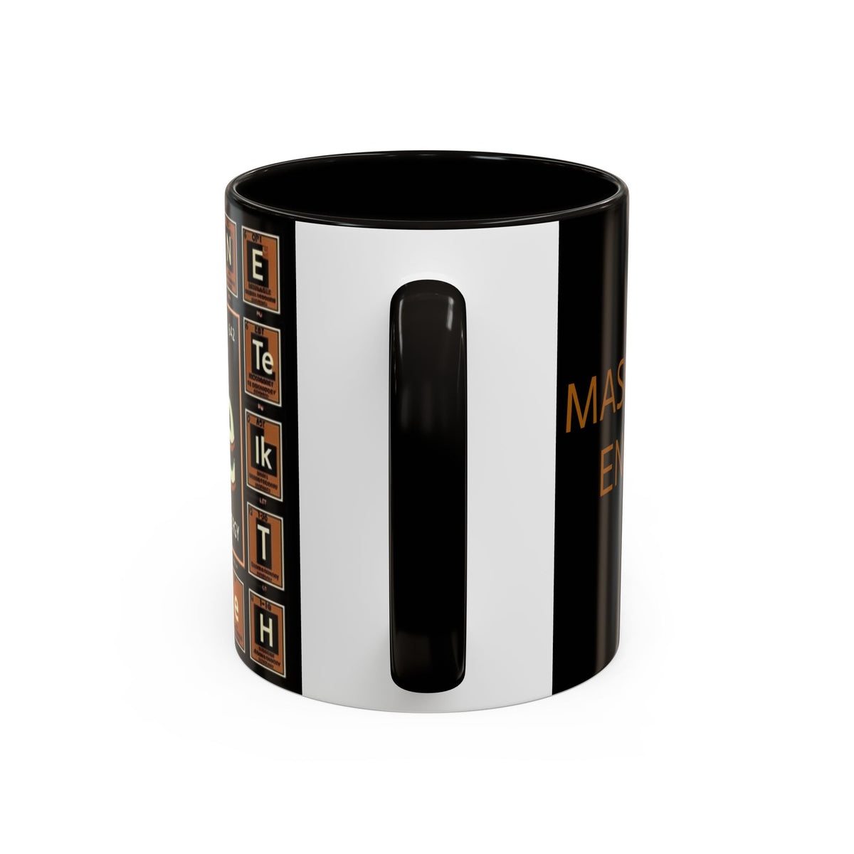 "Masculine Energy" Black ceramic mug,C-shaped easy-grip handle, lead-free, microwave and dishwasher-safe (11-ounce,15-ounce)