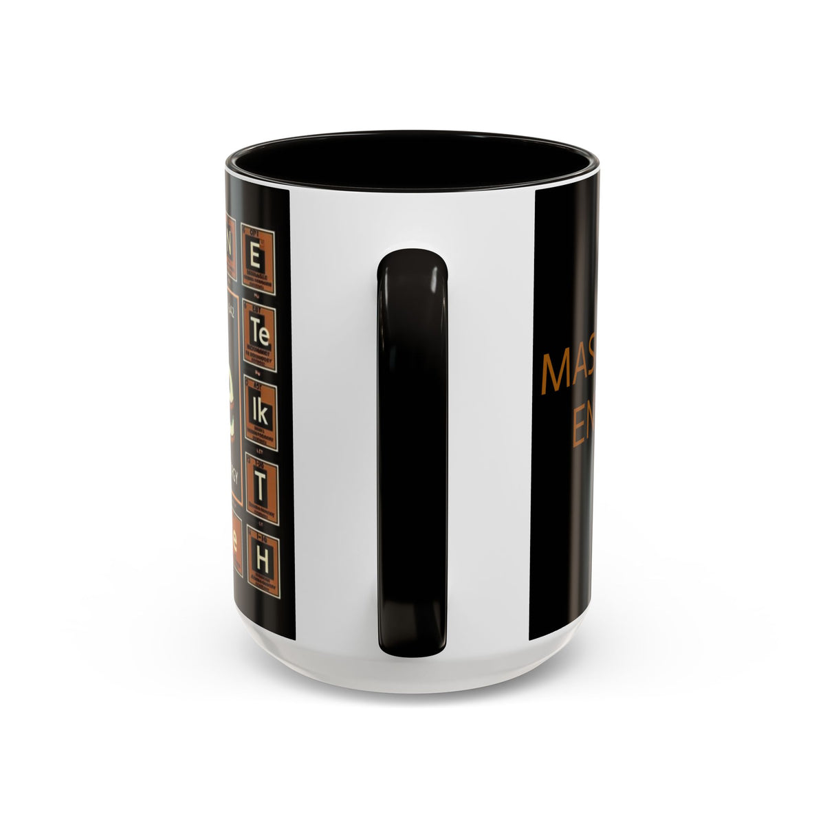 "Masculine Energy" Black ceramic mug,C-shaped easy-grip handle, lead-free, microwave and dishwasher-safe (11-ounce,15-ounce)