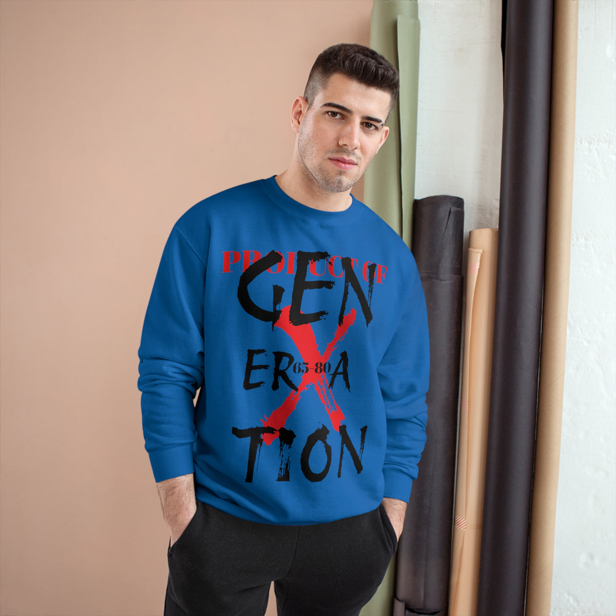 "Property of Generation X" Champion Sweatshirt, Double Dry® technology, cotton/polyester blend with "C" logo on the left sleeve