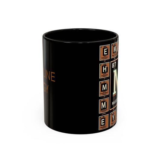 "Masculine Energy" Black ceramic mug,C-shaped easy-grip handle, lead-free, microwave and dishwasher-safe (11-ounce,15-ounce)