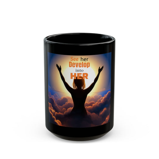 "BECOMING HER" Black Mug (11oz, 15oz)