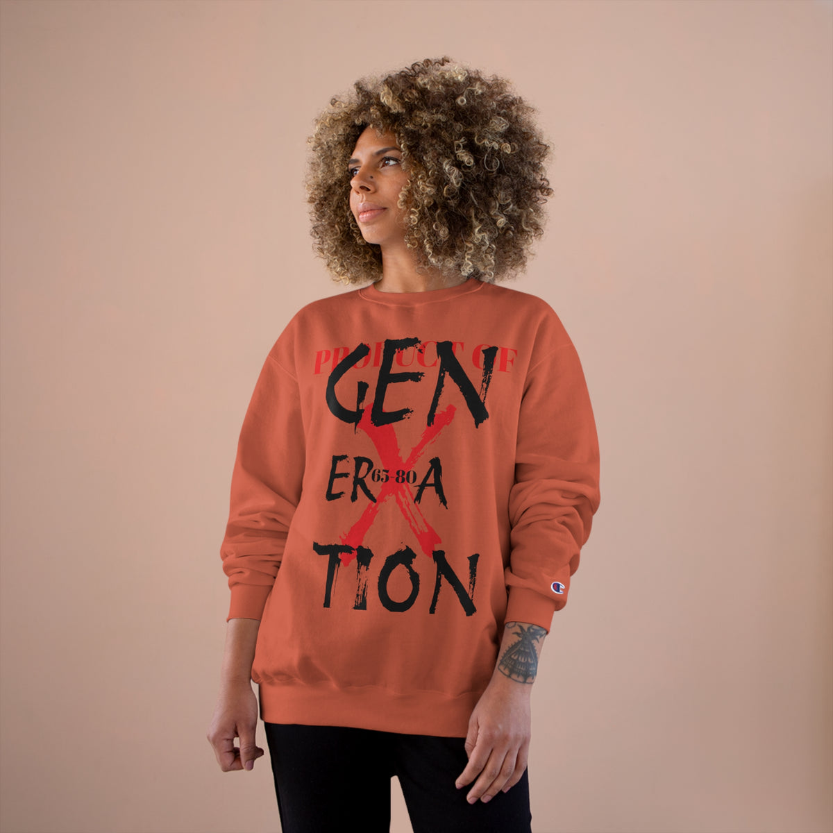 "Property of Generation X" Champion Sweatshirt, Double Dry® technology, cotton/polyester blend with "C" logo on the left sleeve